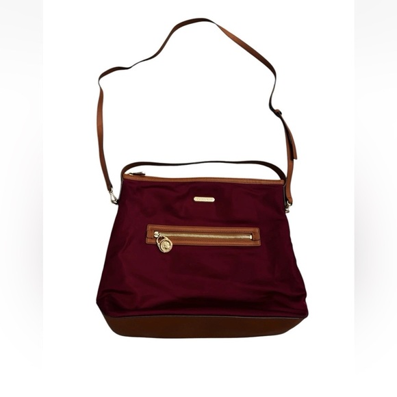 MICHAEL KORS Kempton Nylon Tote Purse Leather Trim Lightweight Bag Shoulder - Picture 1 of 11